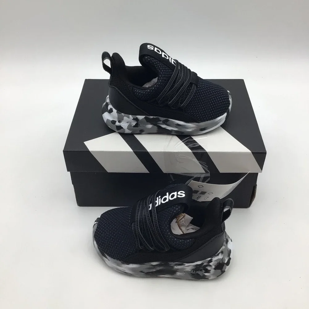 Adidas Lite Racer Adapt 7.0 I Kids Sneakers Black‎ White IH1527 Size 5K NEW